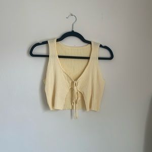 Commense yellow crop top w front ties~